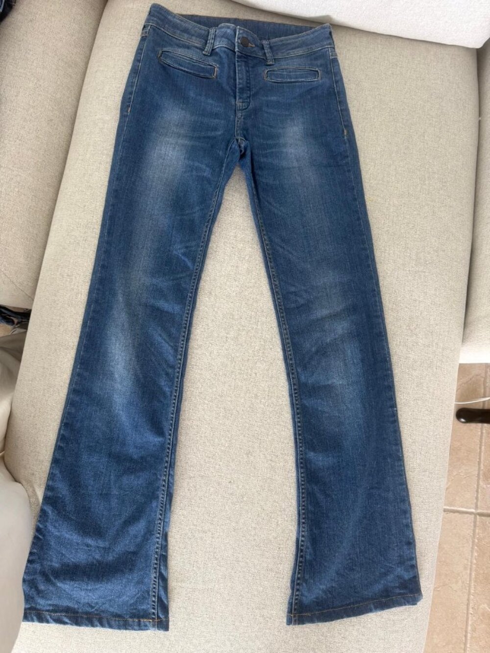 BUNDLE OF 2 MANGO Flare Bootcut Jeans Medium & Dark Wash Welt Pockets EUR 38 US